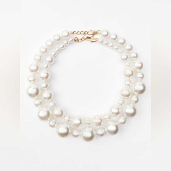ZARA Pack of two necklaces with pearl appliqués. Lobster clasp closure.4736/051 - Picture 3 of 7